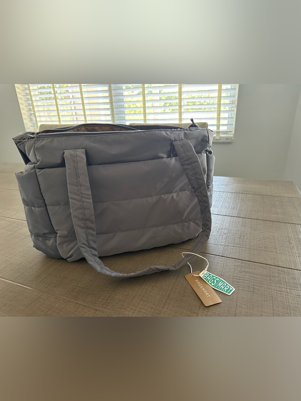 NWT Bagsmart Gray Quilted Tote Bag
